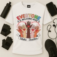 Everyone Is Welcome Here Idaho Teacher Cooling Performance Crew T-Shirt