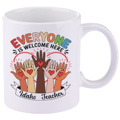 Everyone Is Welcome Here Idaho Teacher 11oz C Handle Ceramic Mug