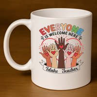 Everyone Is Welcome Here Idaho Teacher 11oz C Handle Ceramic Mug