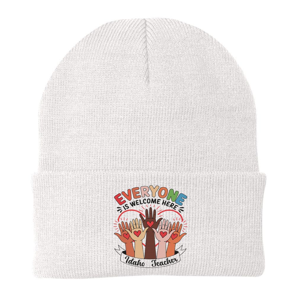 Everyone Is Welcome Here Idaho Teacher Beanie