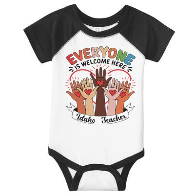 Everyone Is Welcome Here Idaho Teacher Infant Baby Jersey Bodysuit