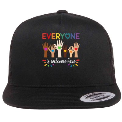 Everyone Is Welcome Here Idaho Teacher Flat Bill Trucker Hat