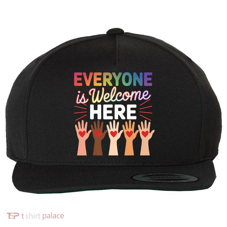 Everyone Is Welcome Here Teacher  Wool Snapback Cap