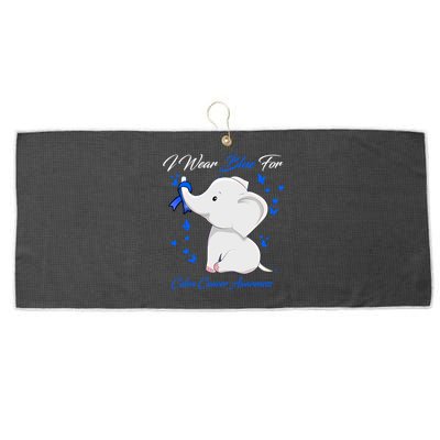 Elephant I Wear Blue For Colon Cancer Awareness Gift Large Microfiber Waffle Golf Towel