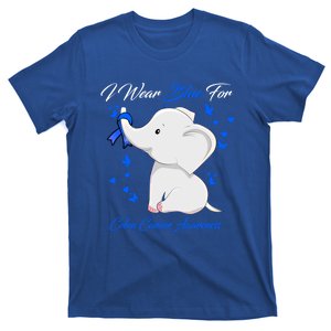 Elephant I Wear Blue For Colon Cancer Awareness Gift T-Shirt