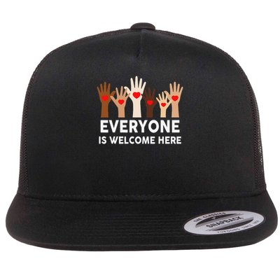 Everyone Is Welcome Here Idaho Teacher Flat Bill Trucker Hat