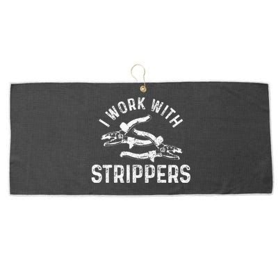 Electrician I Work With Strippers Funny Electrician Gift Large Microfiber Waffle Golf Towel