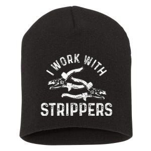 Electrician I Work With Strippers Funny Electrician Gift Short Acrylic Beanie