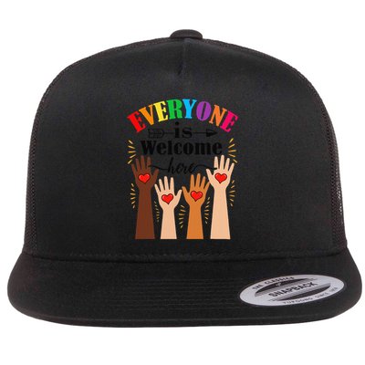 Everyone Is Welcome Here Idaho Teacher Flat Bill Trucker Hat