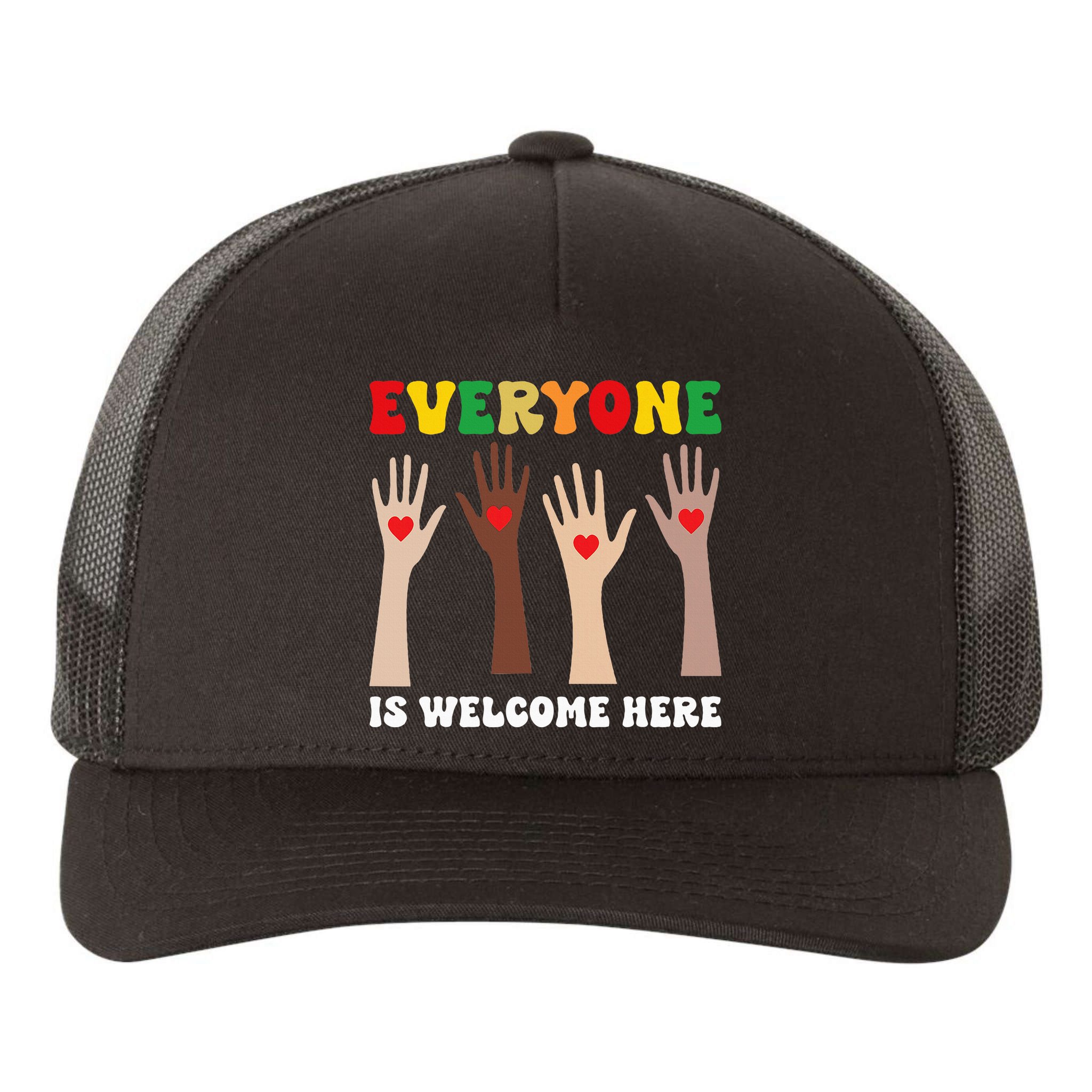 everyone is welcome here idaho teacher diversity unity  Yupoong Adult 5-Panel Trucker Hat