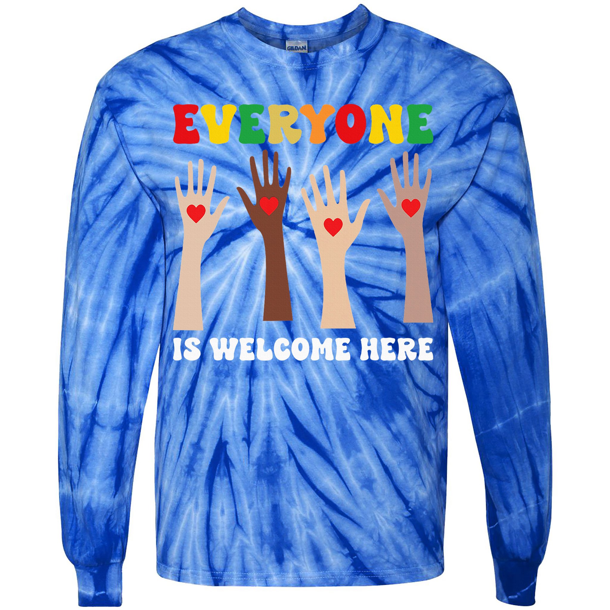 everyone is welcome here idaho teacher diversity unity  Tie-Dye Long Sleeve Shirt