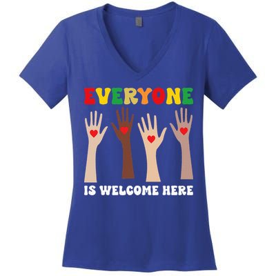 everyone is welcome here idaho teacher diversity unity  Women's V-Neck T-Shirt