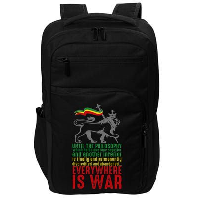Everywhere Is War Haile Selassie Speech Judah Lion Reggae Impact Tech Backpack