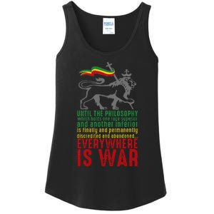 Everywhere Is War Haile Selassie Speech Judah Lion Reggae Ladies Essential Tank