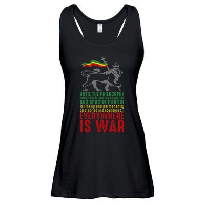 Everywhere Is War Haile Selassie Speech Judah Lion Reggae Ladies Essential Flowy Tank