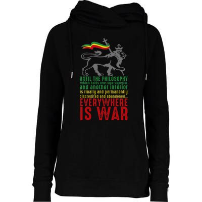 Everywhere Is War Haile Selassie Speech Judah Lion Reggae Womens Funnel Neck Pullover Hood