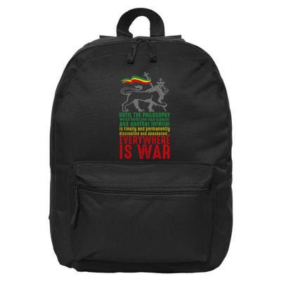 Everywhere Is War Haile Selassie Speech Judah Lion Reggae 16 in Basic Backpack