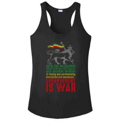 Everywhere Is War Haile Selassie Speech Judah Lion Reggae Ladies PosiCharge Competitor Racerback Tank