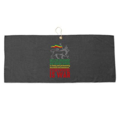 Everywhere Is War Haile Selassie Speech Judah Lion Reggae Large Microfiber Waffle Golf Towel