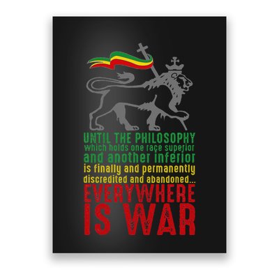 Everywhere Is War Haile Selassie Speech Judah Lion Reggae Poster