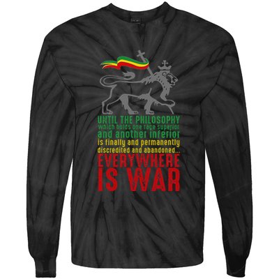Everywhere Is War Haile Selassie Speech Judah Lion Reggae Tie-Dye Long Sleeve Shirt