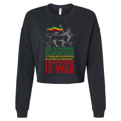 Everywhere Is War Haile Selassie Speech Judah Lion Reggae Cropped Pullover Crew