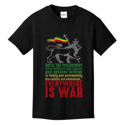 Everywhere Is War Haile Selassie Speech Judah Lion Reggae Kids T-Shirt