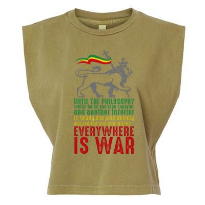 Everywhere Is War Haile Selassie Speech Judah Lion Reggae Garment-Dyed Women's Muscle Tee