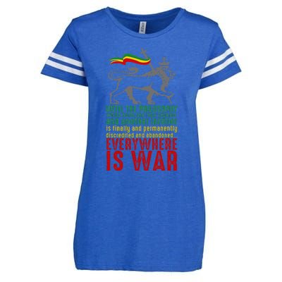 Everywhere Is War Haile Selassie Speech Judah Lion Reggae Enza Ladies Jersey Football T-Shirt