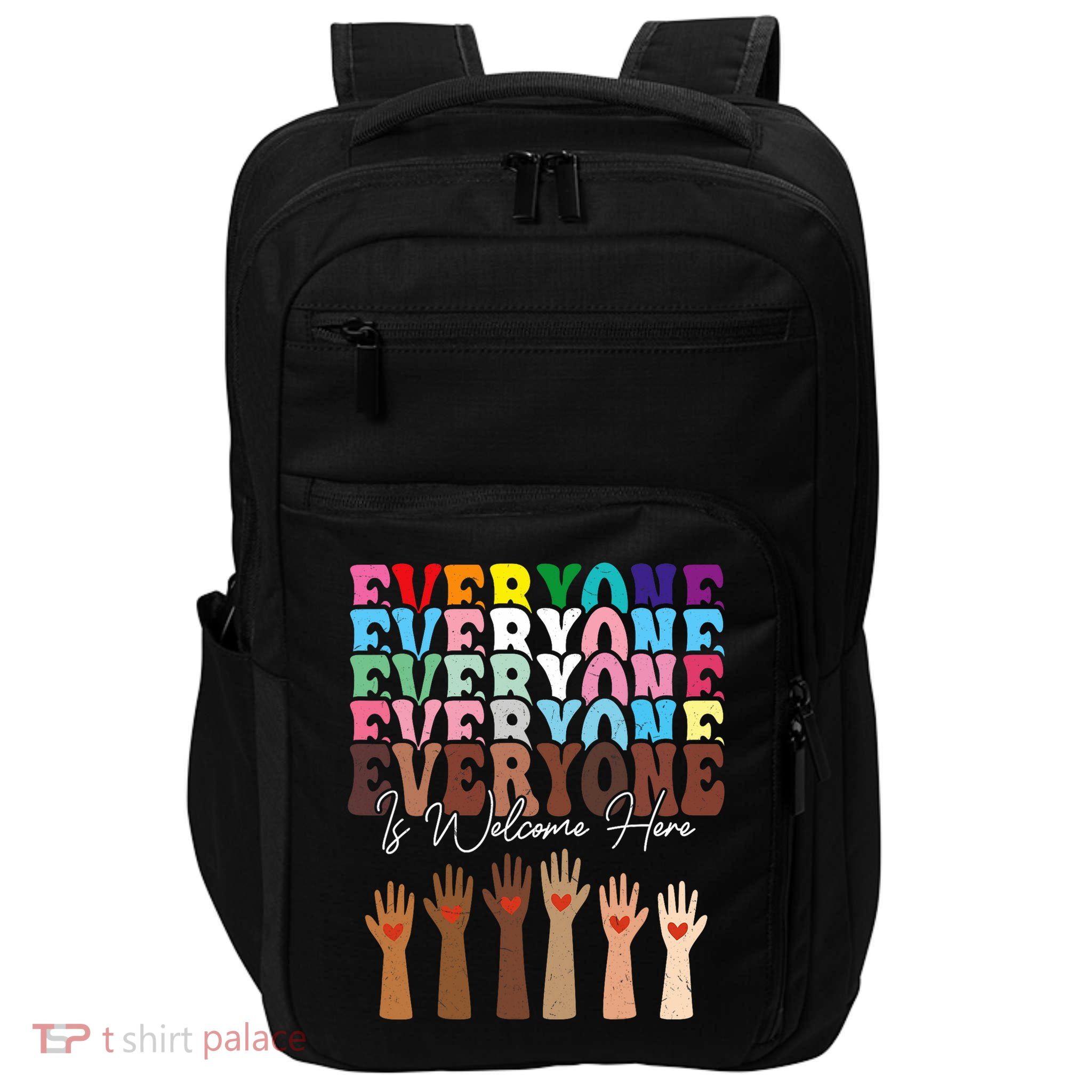 Everyone Is Welcome Here Retro Groovy Diversity Teachers Impact Tech Backpack