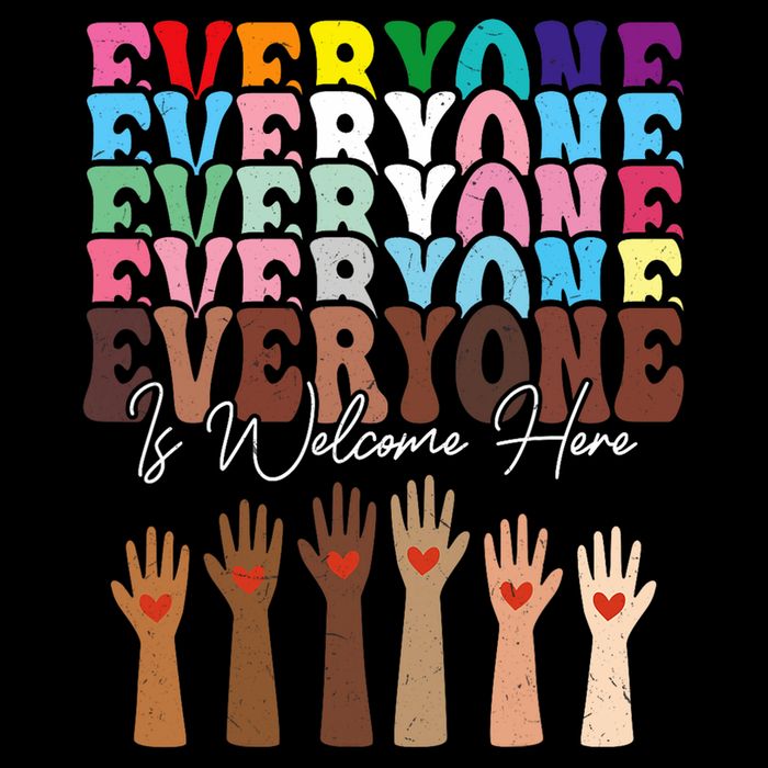 Everyone Is Welcome Here Retro Groovy Diversity Teachers Button
