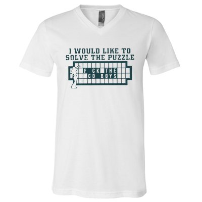 Eagles I Would Like To Solve The Puzzle Fuck The Cowboys V-Neck T-Shirt