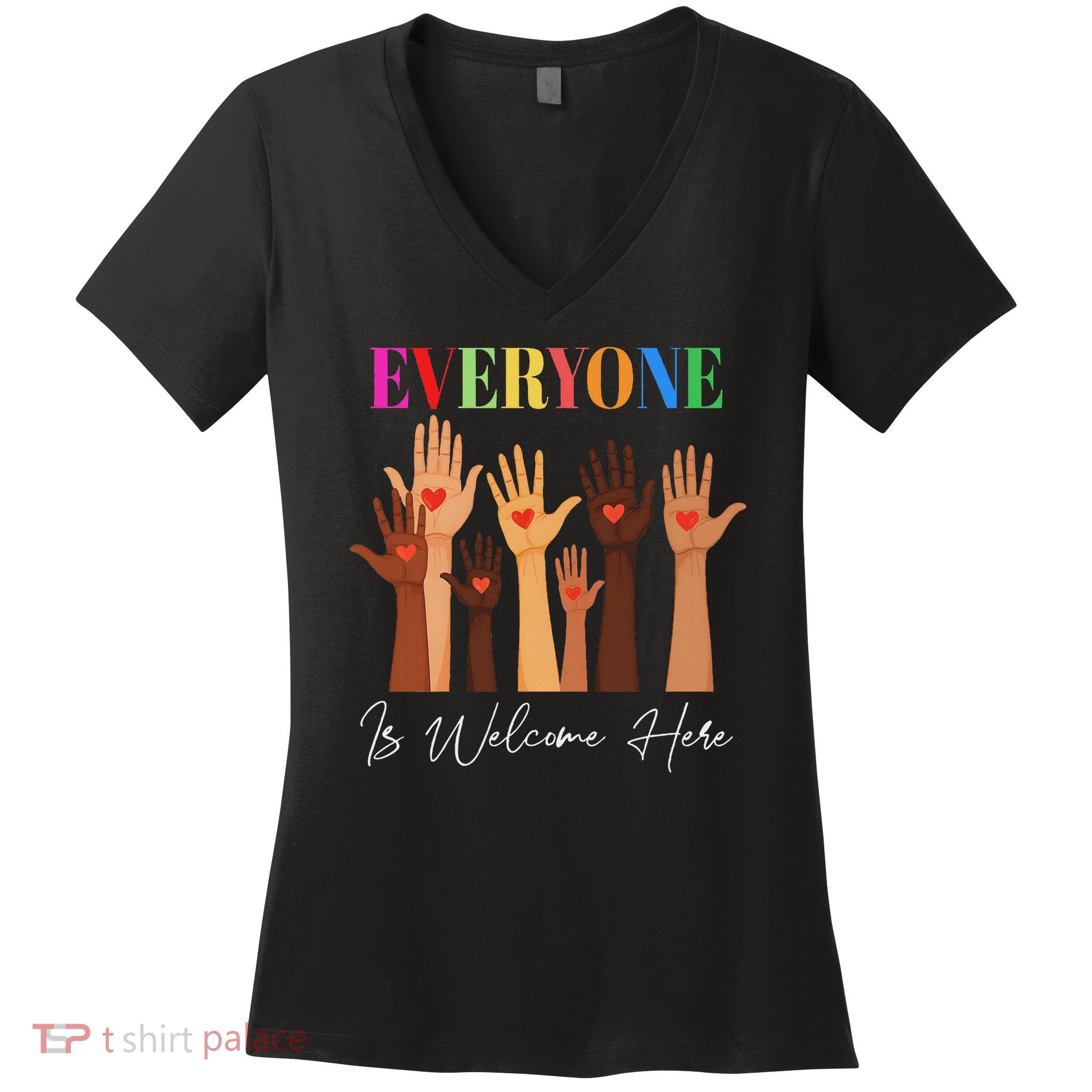 Everyone Is Welcome Here Idaho Teacher Women's V-Neck T-Shirt