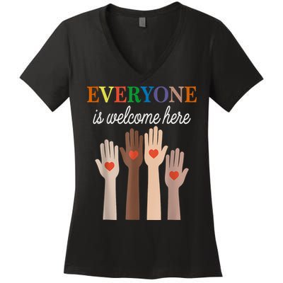 Everyone Is Welcome Here Idaho Women's V-Neck T-Shirt