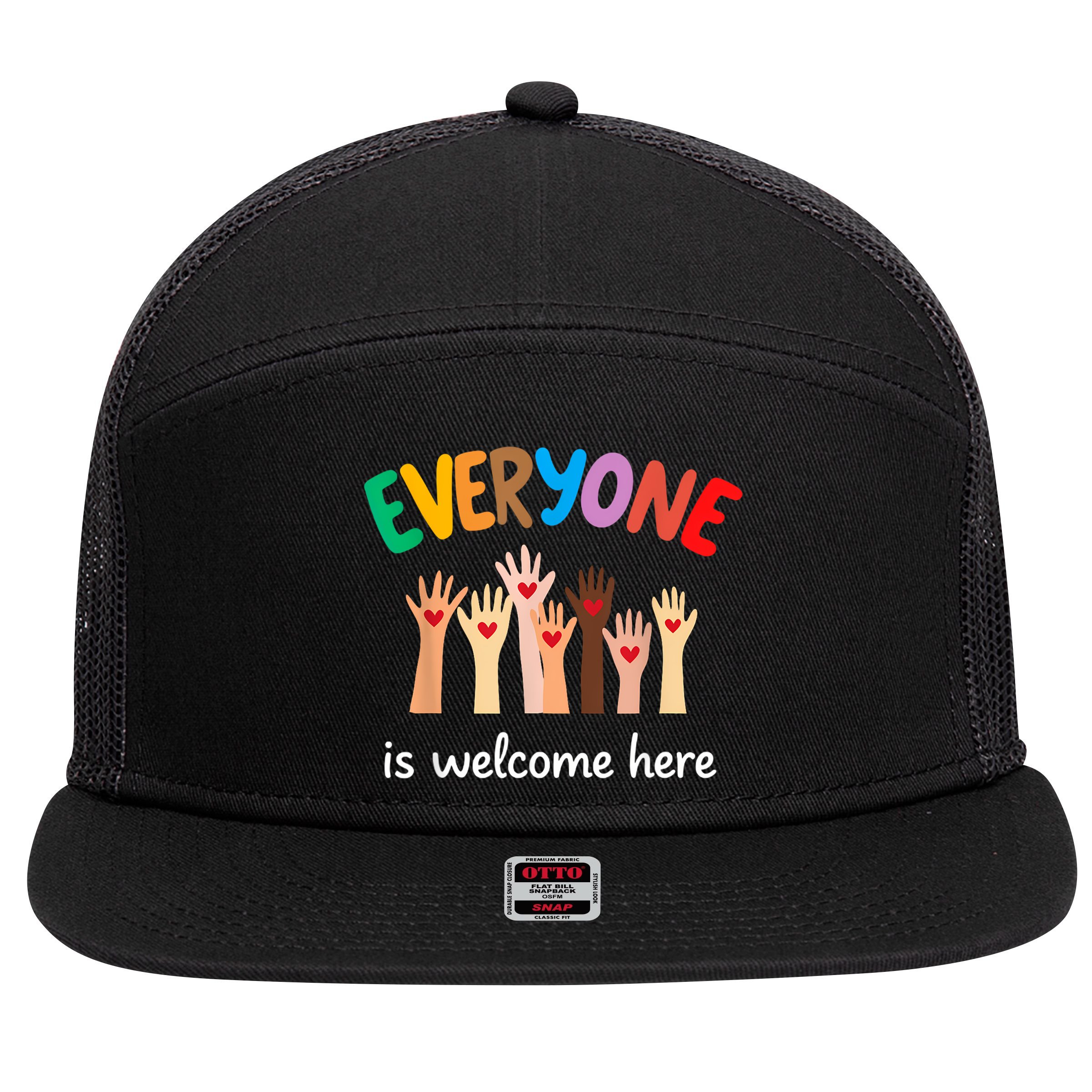 Everyone Is Welcome Here Idaho Teacher 7 Panel Mesh Trucker Snapback Hat