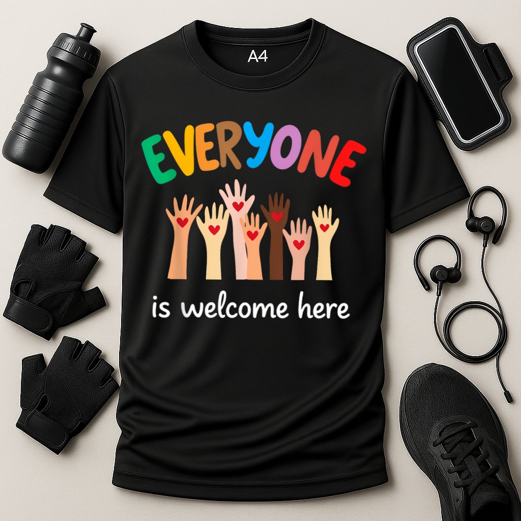 Everyone Is Welcome Here Idaho Teacher Cooling Performance Crew T-Shirt
