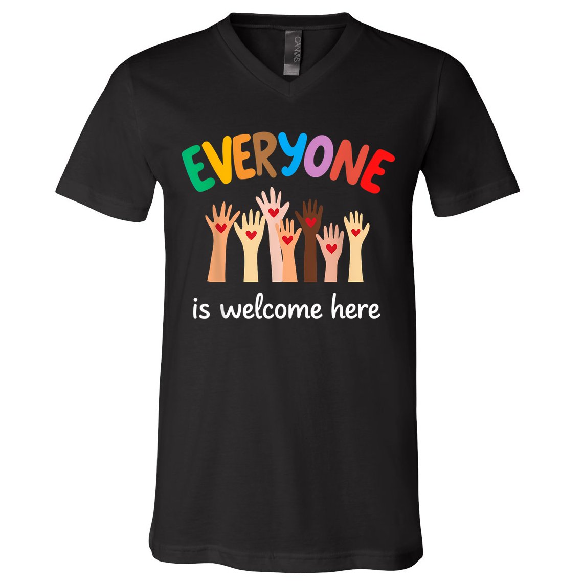 Everyone Is Welcome Here Idaho Teacher V-Neck T-Shirt