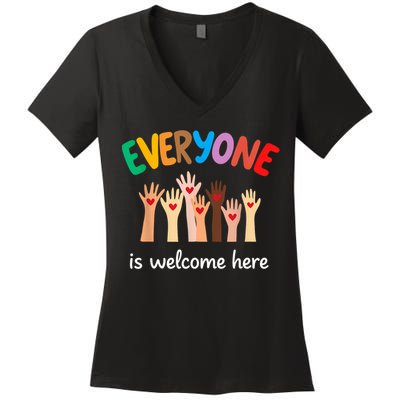 Everyone Is Welcome Here Idaho Teacher Women's V-Neck T-Shirt