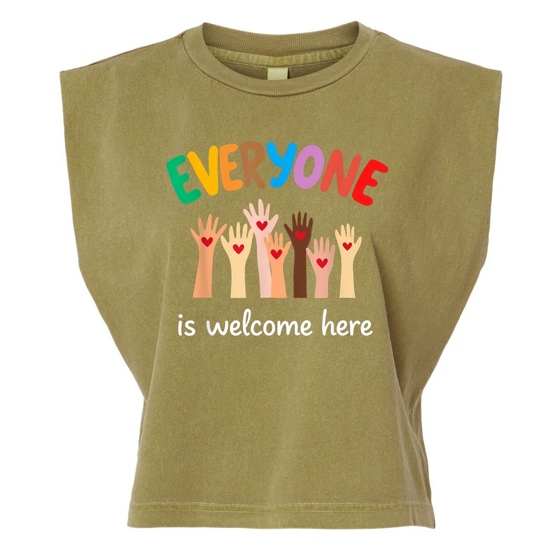Everyone Is Welcome Here Idaho Teacher Garment-Dyed Women's Muscle Tee