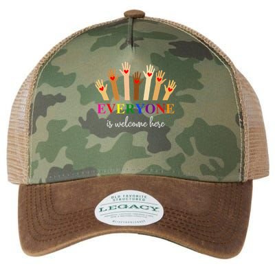 Everyone Is Welcome Here Idaho Teacher Inclusion Equality Legacy Tie Dye Trucker Hat