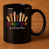 Everyone Is Welcome Here Idaho Teacher Inclusion Equality 11oz C Handle Ceramic Mug