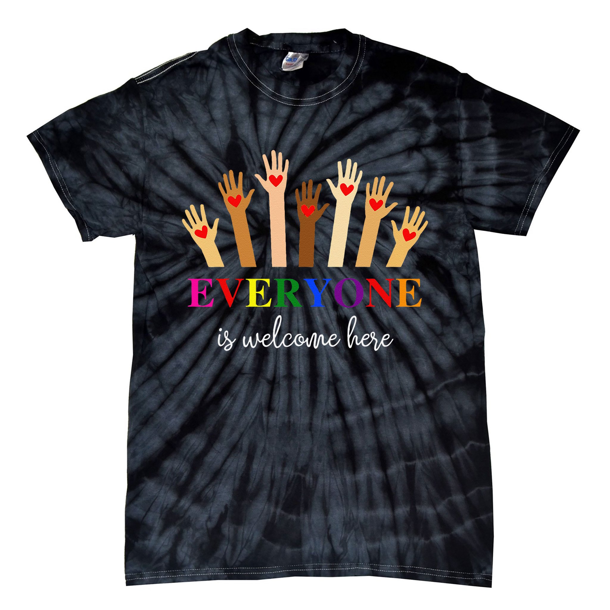 Everyone Is Welcome Here Idaho Teacher Inclusion Equality Tie-Dye T-Shirt