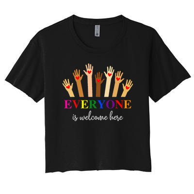 Everyone Is Welcome Here Idaho Teacher Inclusion Equality Crop Top