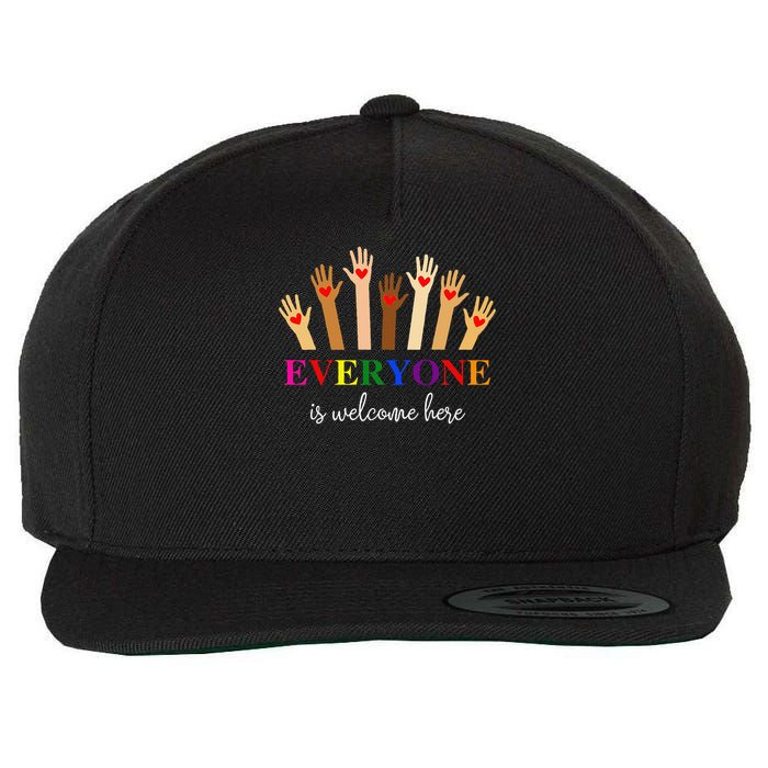 Everyone Is Welcome Here Idaho Teacher Inclusion Equality Wool Snapback Cap