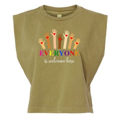 Everyone Is Welcome Here Idaho Teacher Inclusion Equality Garment-Dyed Women's Muscle Tee