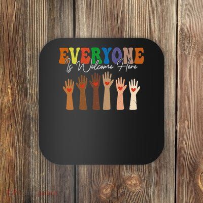Everyone Is Welcome Here Retro Groovy Diversity  Women Coaster