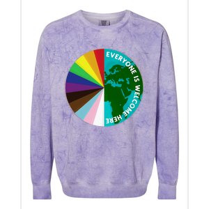 Everyone Is Welcome Here Lgbtq Ally Human Rights Earth Day Colorblast Crewneck Sweatshirt