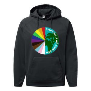 Everyone Is Welcome Here Lgbtq Ally Human Rights Earth Day Performance Fleece Hoodie