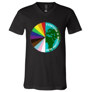 Everyone Is Welcome Here Lgbtq Ally Human Rights Earth Day V-Neck T-Shirt