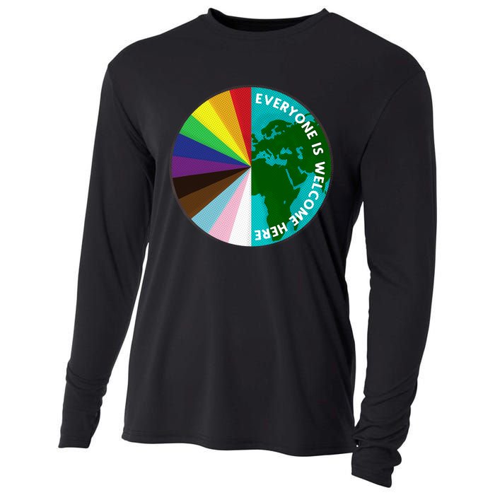 Everyone Is Welcome Here Lgbtq Ally Human Rights Earth Day Cooling Performance Long Sleeve Crew